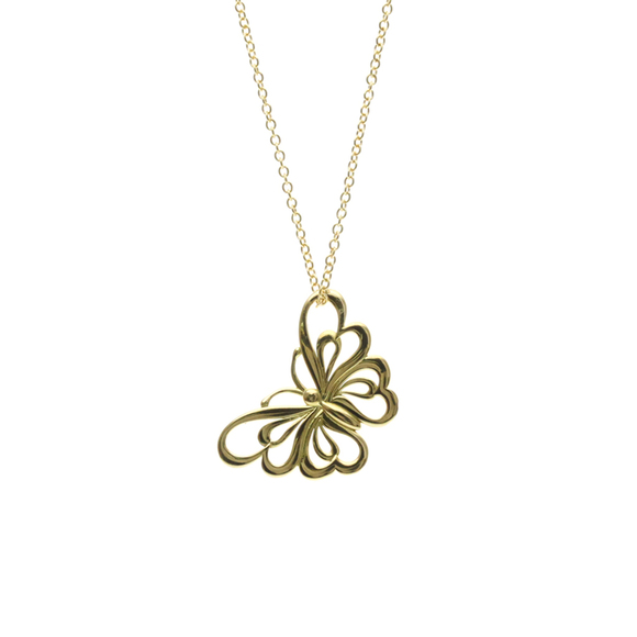 Tiffany Butterfly Necklace Yellow Gold (18K) No Stone MenWomen Fashion Penda...